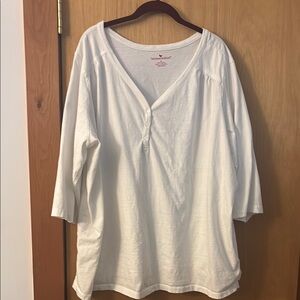 Women's White V-Neck Top Sz 4X Woman Within